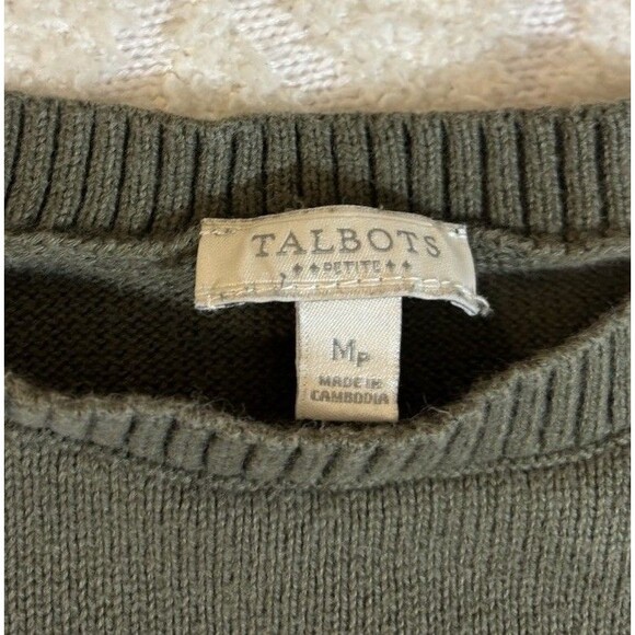 Talbots Long Sleeve Green Striped Women’s Sweater Side Slits Size Mp - Picture 10 of 12